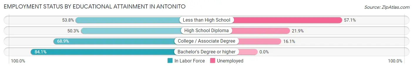 Employment Status by Educational Attainment in Antonito