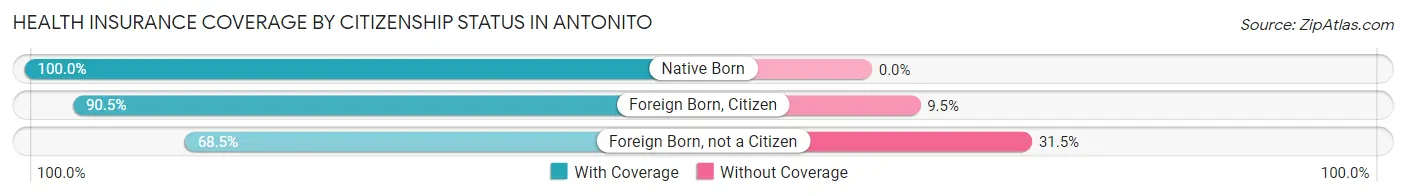 Health Insurance Coverage by Citizenship Status in Antonito