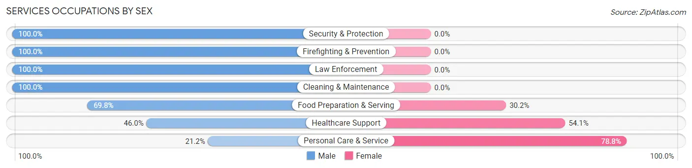 Services Occupations by Sex in Basalt