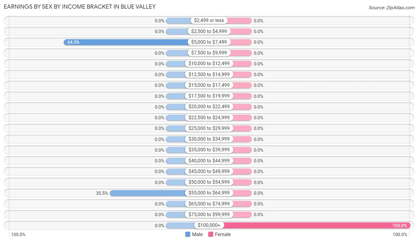 Earnings by Sex by Income Bracket in Blue Valley
