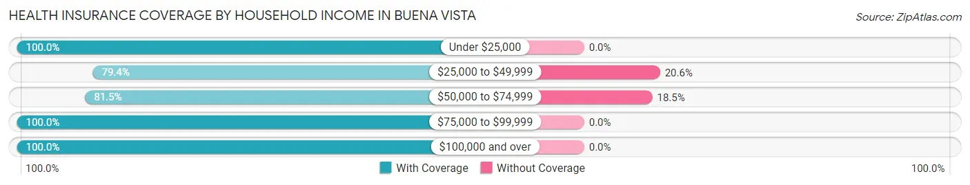 Health Insurance Coverage by Household Income in Buena Vista