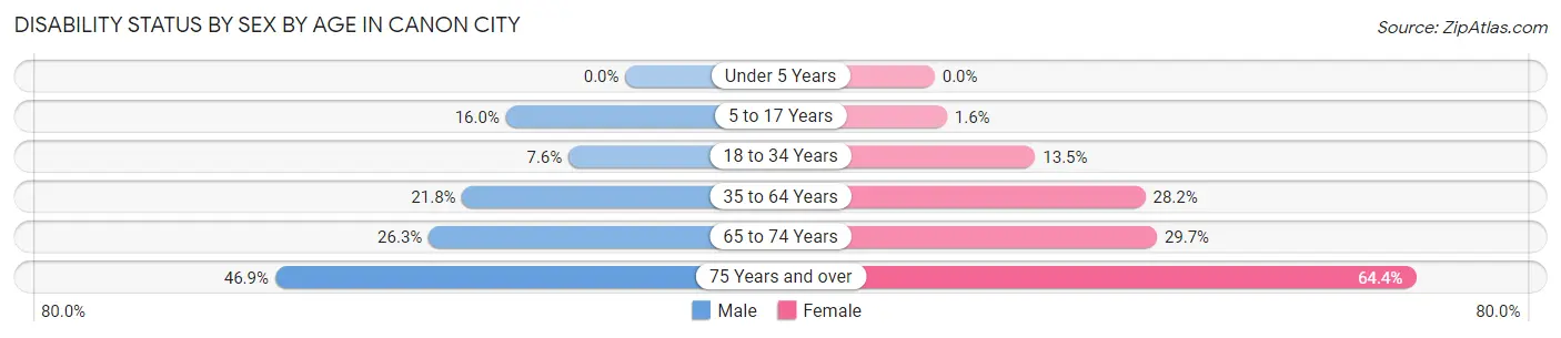 Disability Status by Sex by Age in Canon City