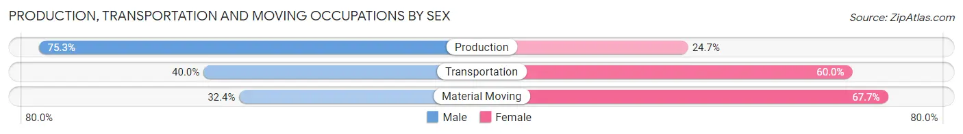 Production, Transportation and Moving Occupations by Sex in Cedaredge