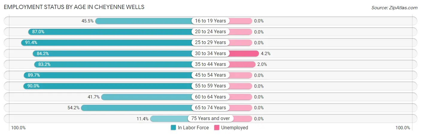 Employment Status by Age in Cheyenne Wells