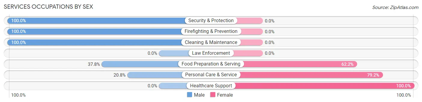 Services Occupations by Sex in Crested Butte