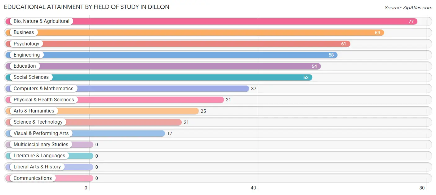 Educational Attainment by Field of Study in Dillon