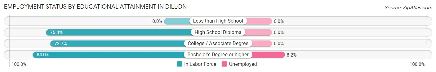 Employment Status by Educational Attainment in Dillon
