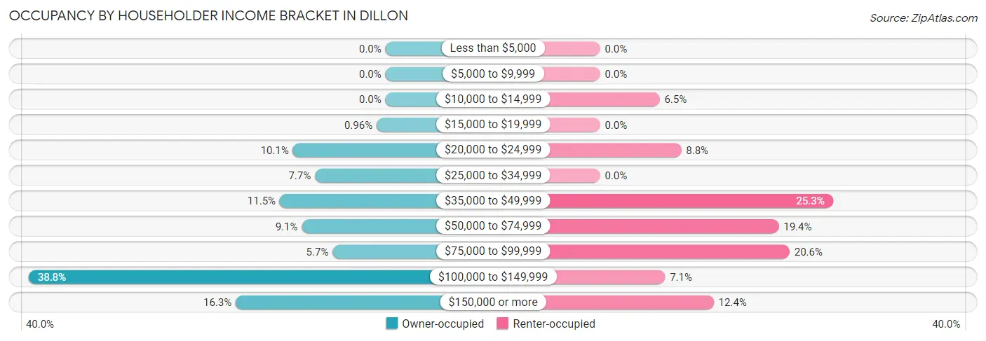 Occupancy by Householder Income Bracket in Dillon