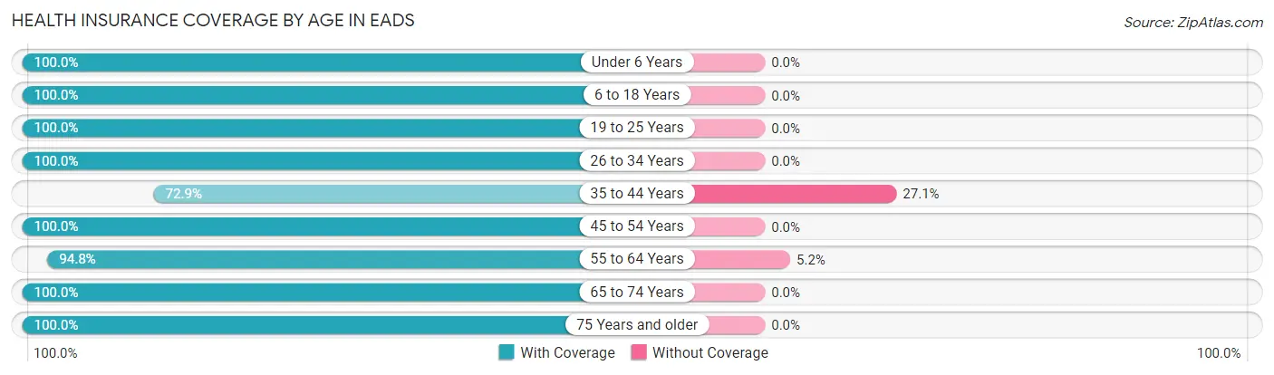 Health Insurance Coverage by Age in Eads