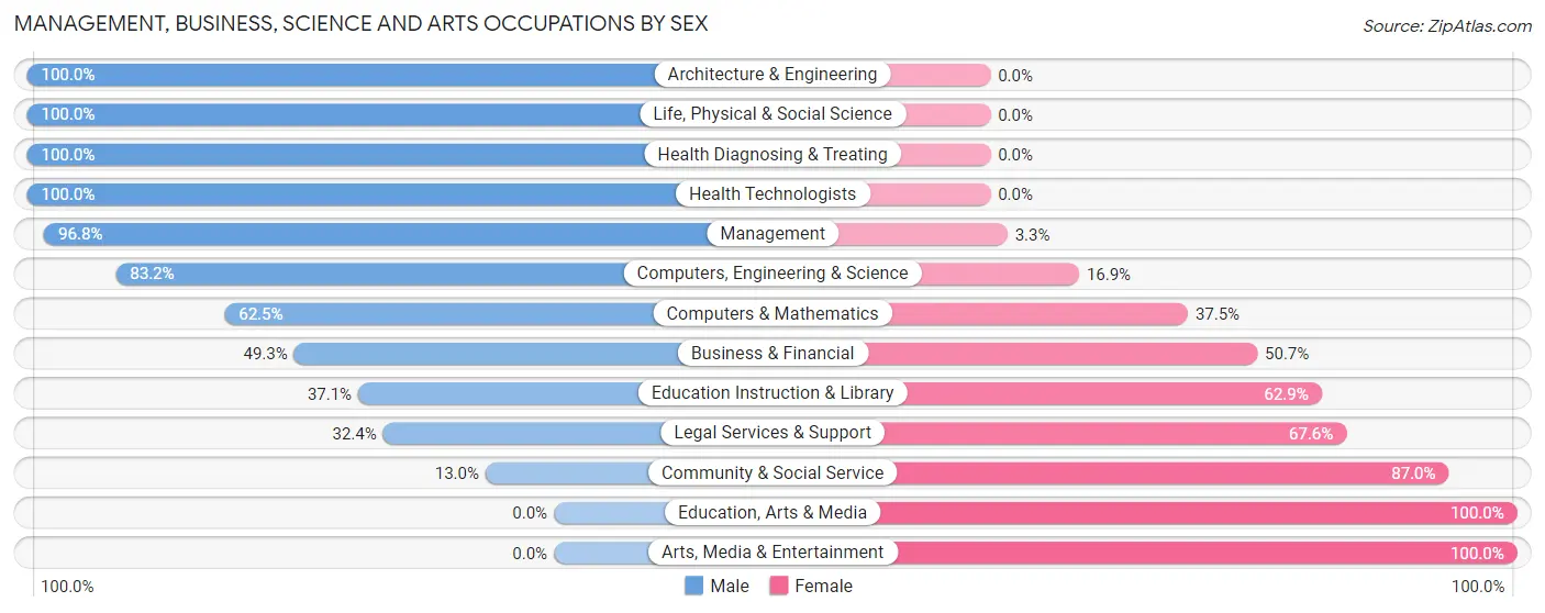 Management, Business, Science and Arts Occupations by Sex in El Jebel