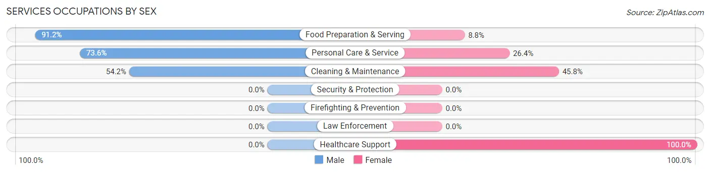 Services Occupations by Sex in El Jebel