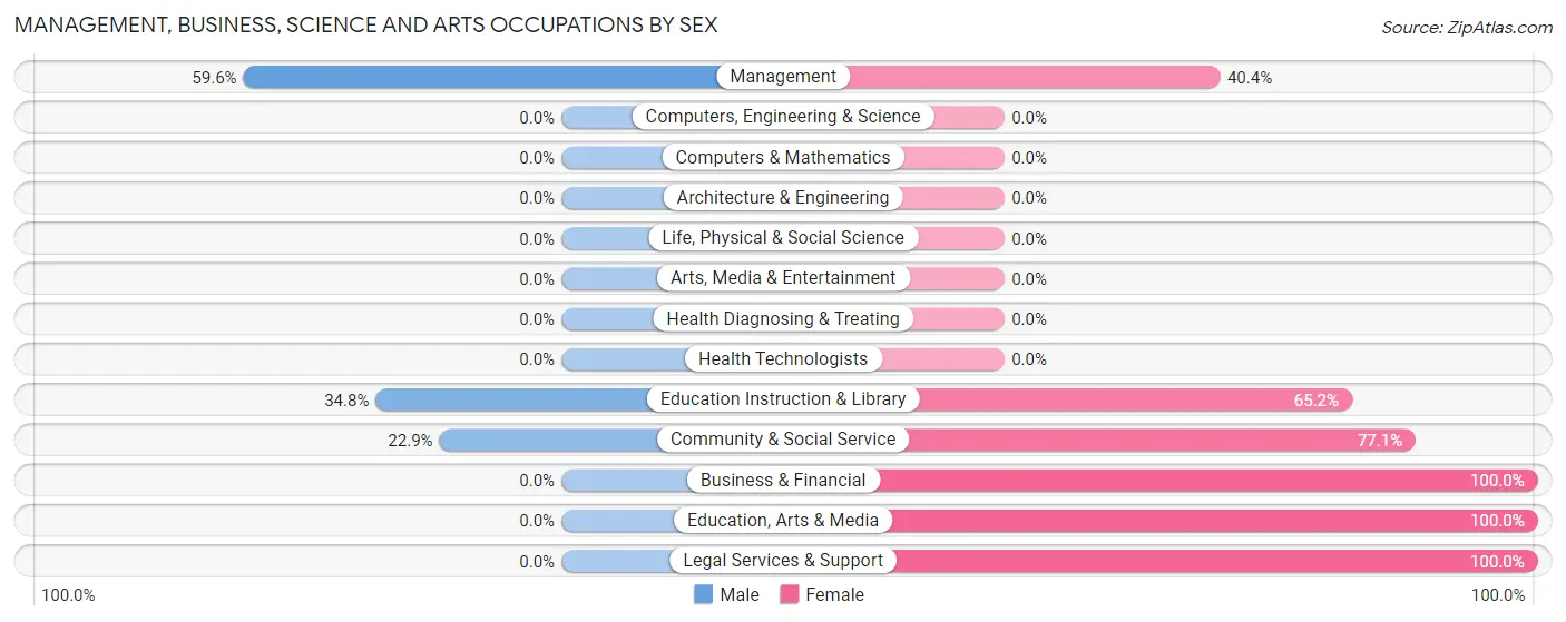 Management, Business, Science and Arts Occupations by Sex in Fairplay