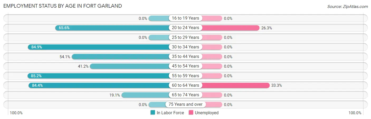 Employment Status by Age in Fort Garland