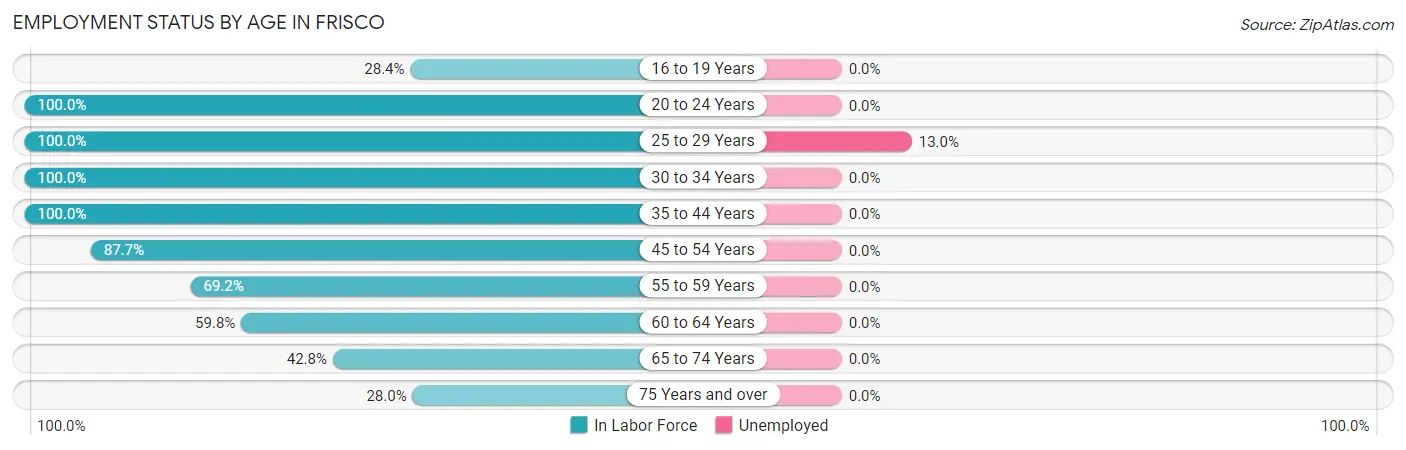 Employment Status by Age in Frisco