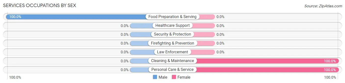 Services Occupations by Sex in Grand Lake