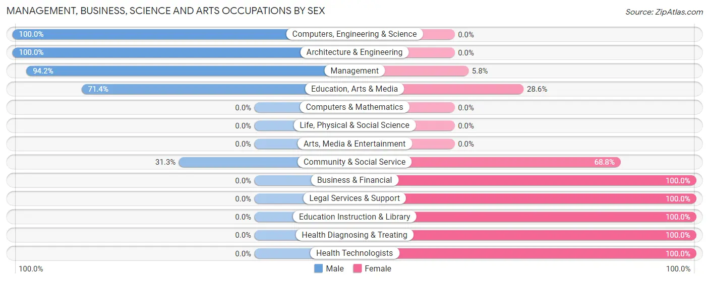 Management, Business, Science and Arts Occupations by Sex in Hugo