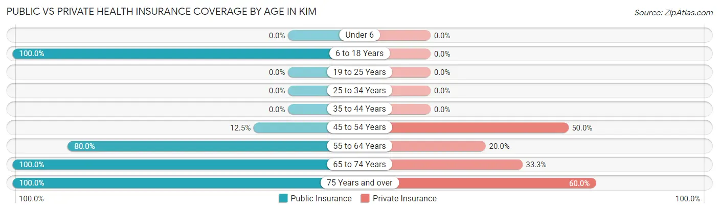 Public vs Private Health Insurance Coverage by Age in Kim