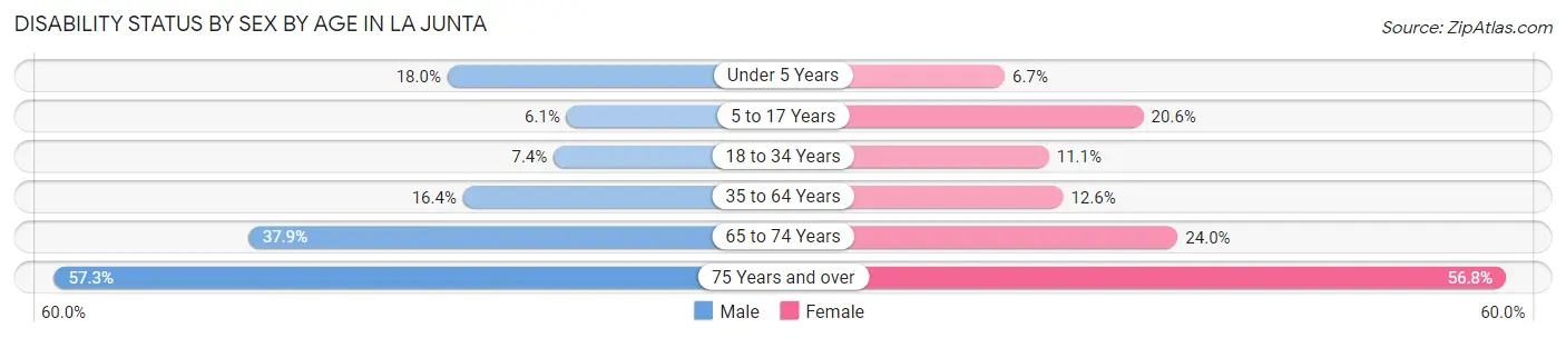 Disability Status by Sex by Age in La Junta