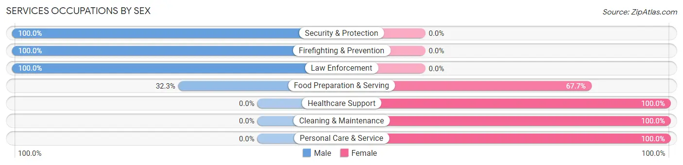 Services Occupations by Sex in La Junta