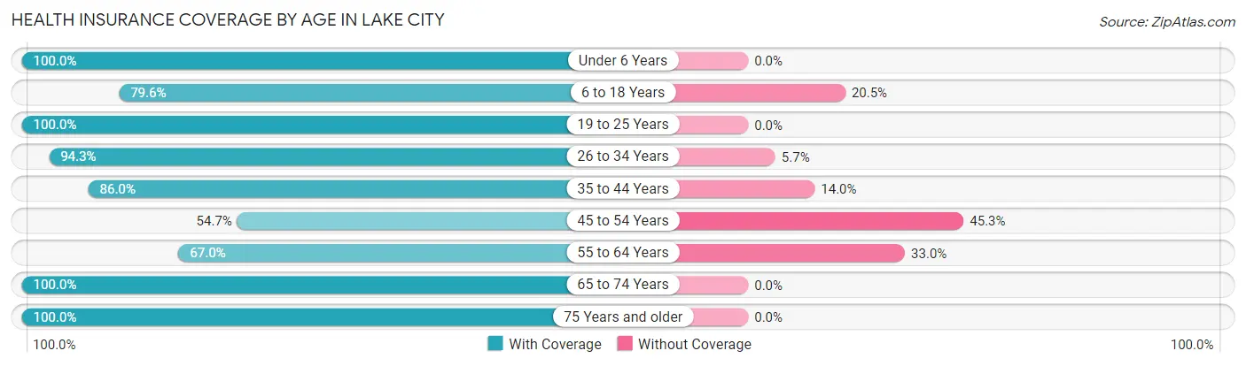 Health Insurance Coverage by Age in Lake City