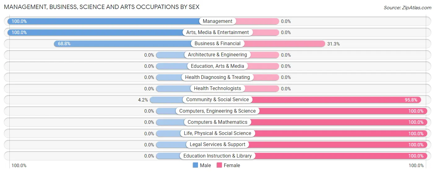 Management, Business, Science and Arts Occupations by Sex in Log Lane Village