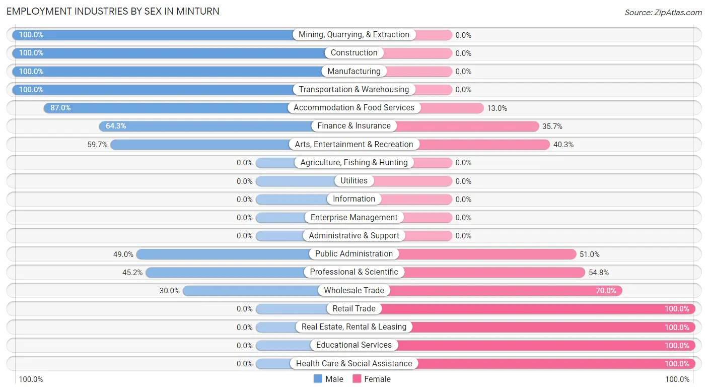 Employment Industries by Sex in Minturn