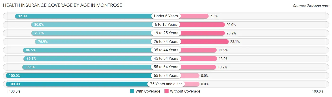 Health Insurance Coverage by Age in Montrose