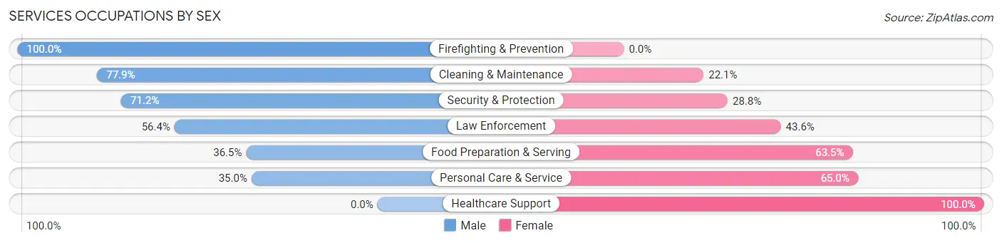 Services Occupations by Sex in Monument