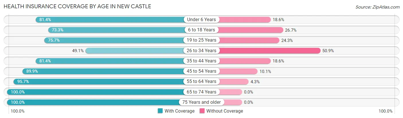 Health Insurance Coverage by Age in New Castle