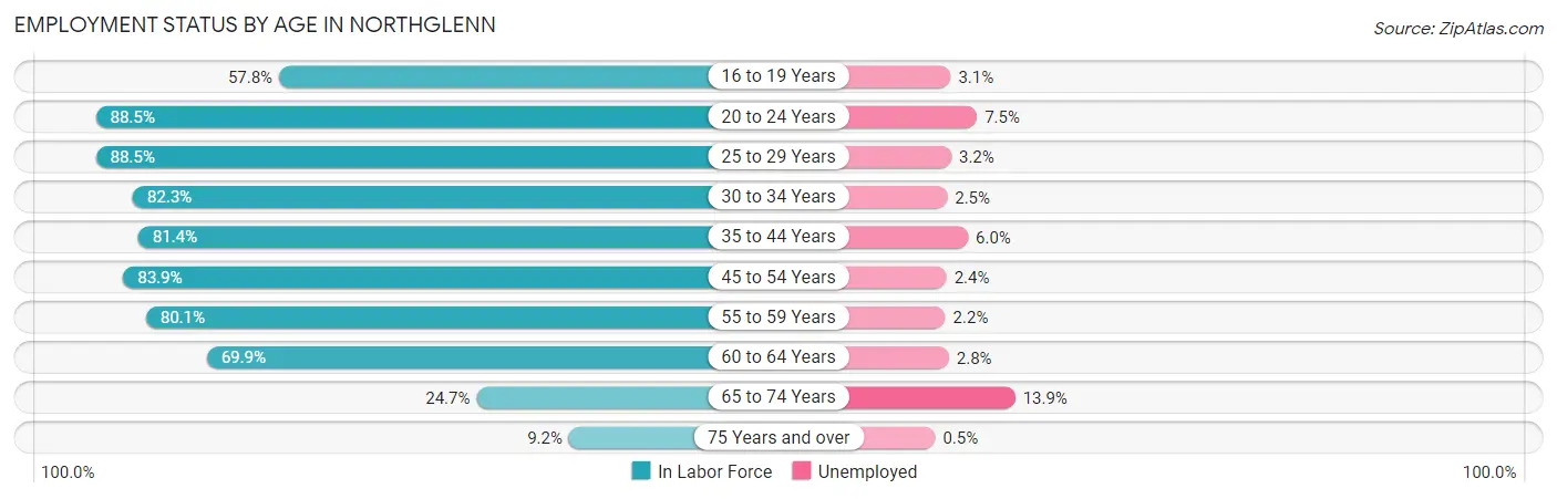 Employment Status by Age in Northglenn