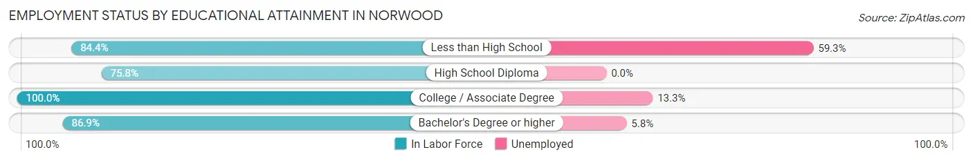 Employment Status by Educational Attainment in Norwood