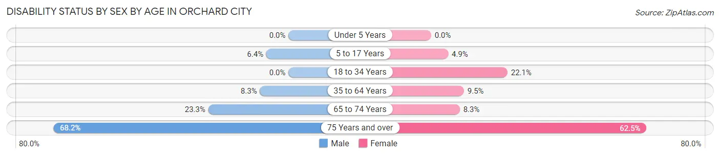 Disability Status by Sex by Age in Orchard City