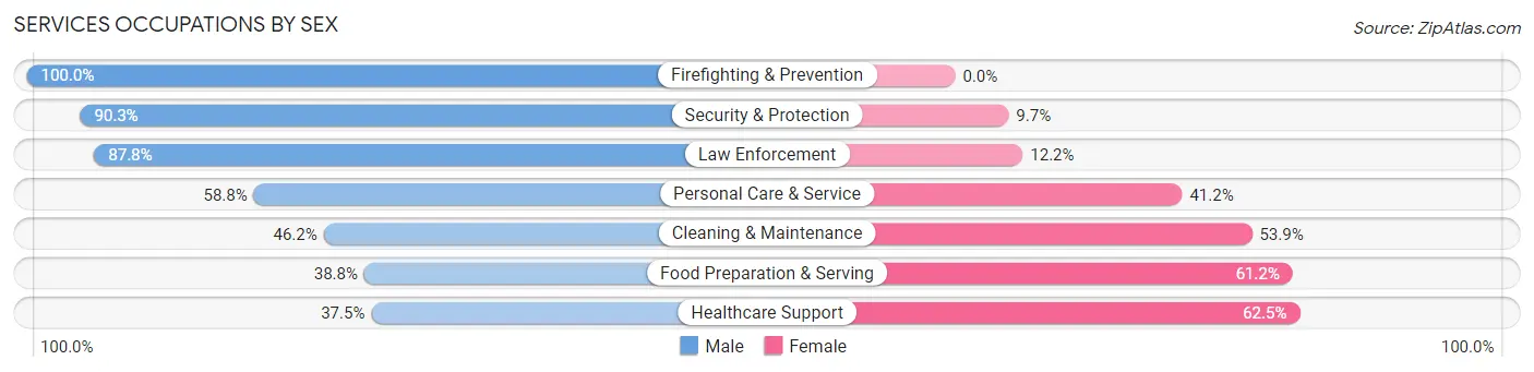 Services Occupations by Sex in Palmer Lake