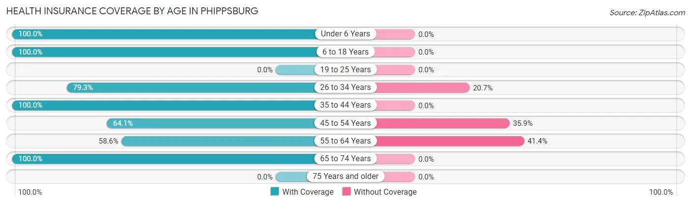 Health Insurance Coverage by Age in Phippsburg