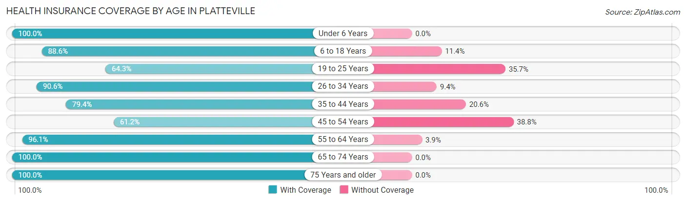 Health Insurance Coverage by Age in Platteville
