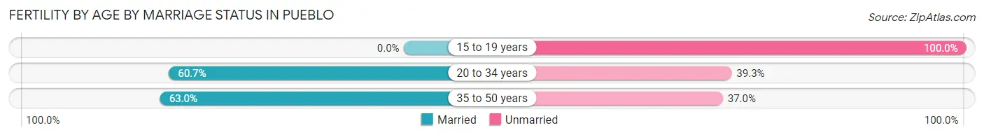 Female Fertility by Age by Marriage Status in Pueblo