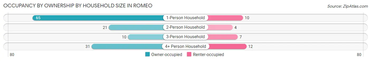 Occupancy by Ownership by Household Size in Romeo