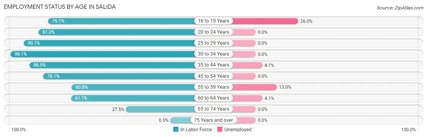 Employment Status by Age in Salida