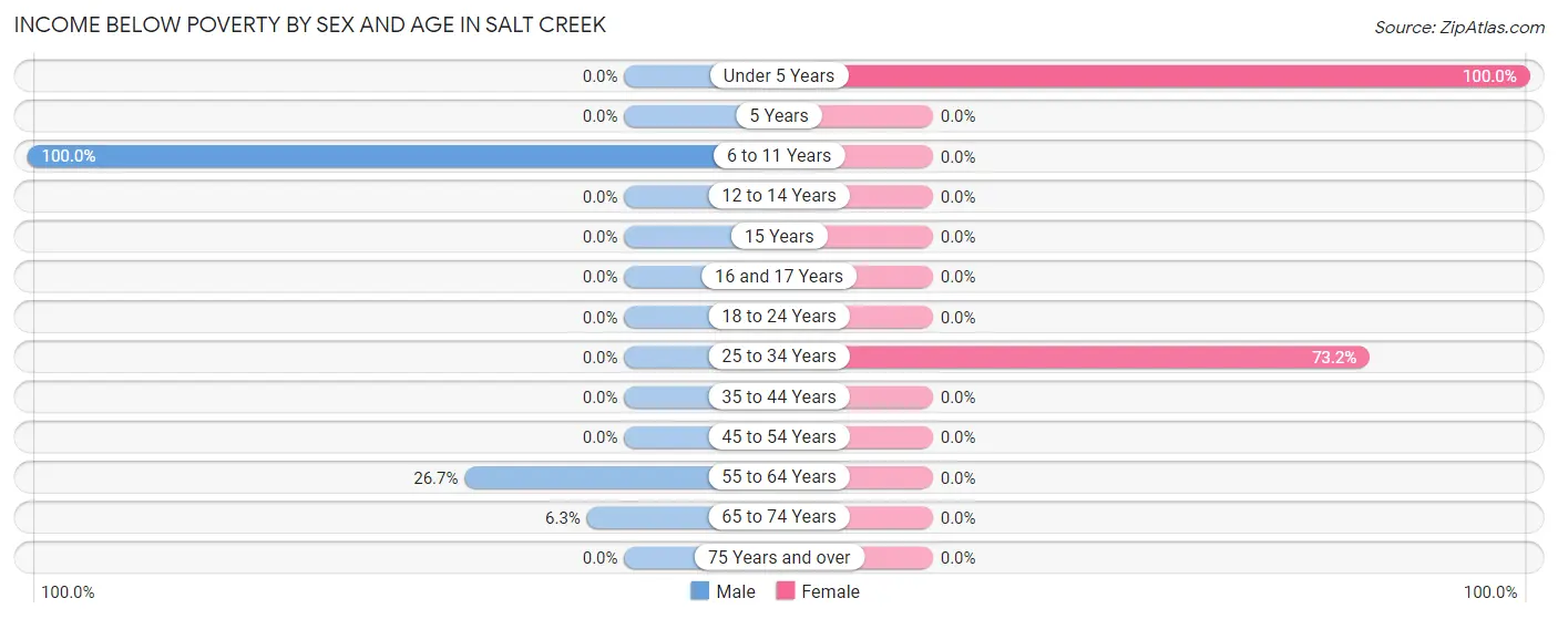 Income Below Poverty by Sex and Age in Salt Creek