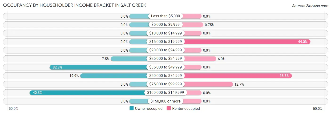 Occupancy by Householder Income Bracket in Salt Creek