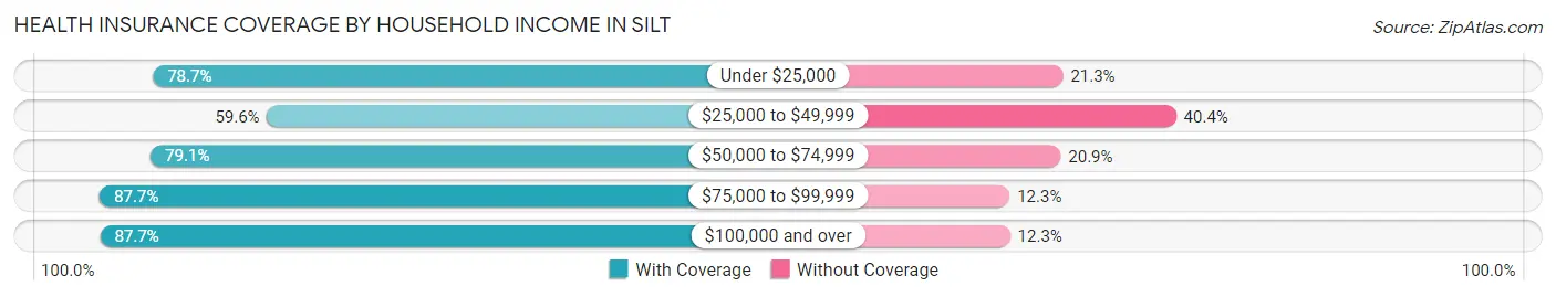 Health Insurance Coverage by Household Income in Silt