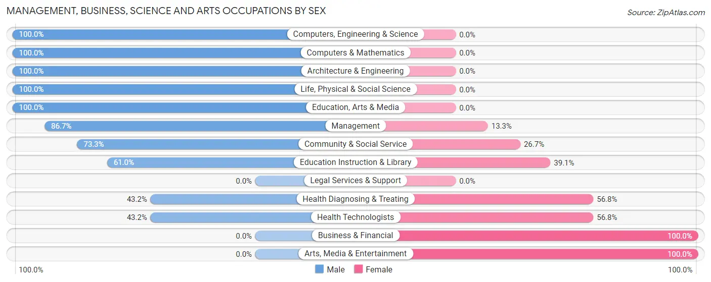 Management, Business, Science and Arts Occupations by Sex in Silverthorne