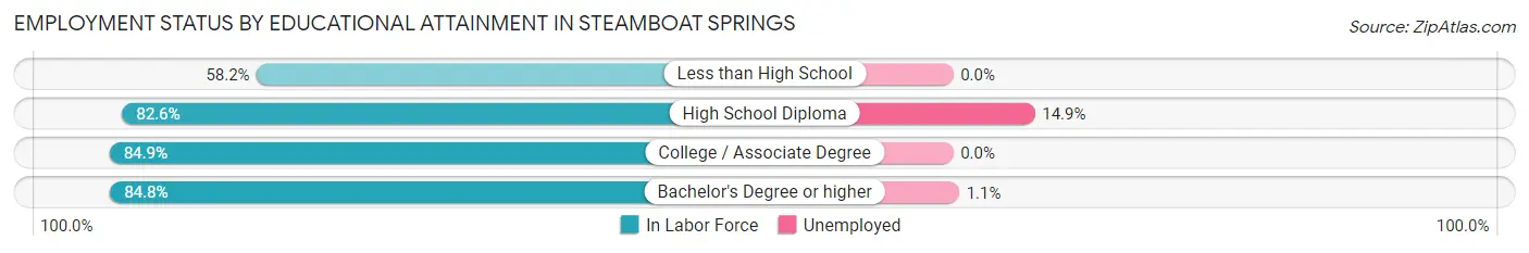 Employment Status by Educational Attainment in Steamboat Springs