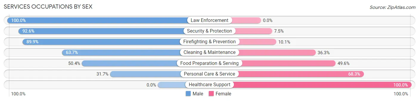 Services Occupations by Sex in Steamboat Springs