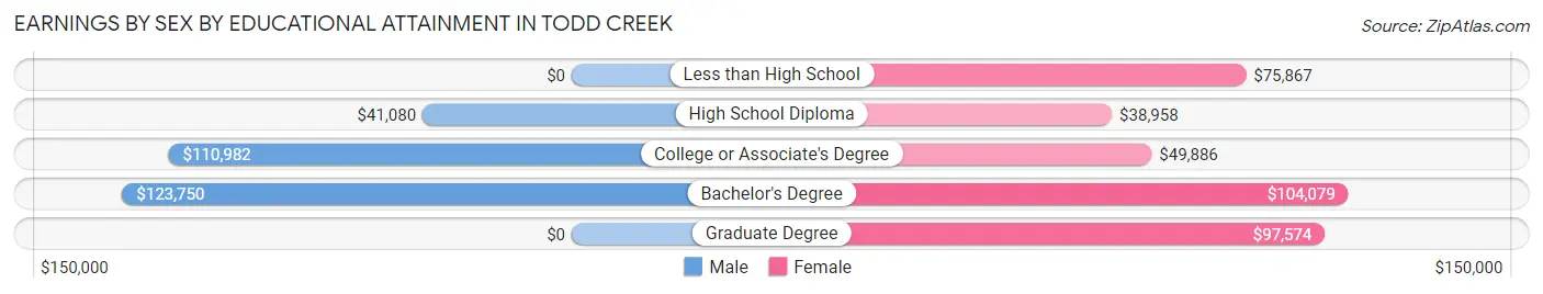 Earnings by Sex by Educational Attainment in Todd Creek