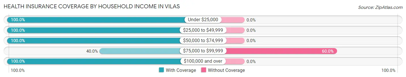 Health Insurance Coverage by Household Income in Vilas