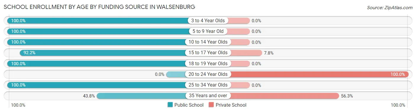 School Enrollment by Age by Funding Source in Walsenburg
