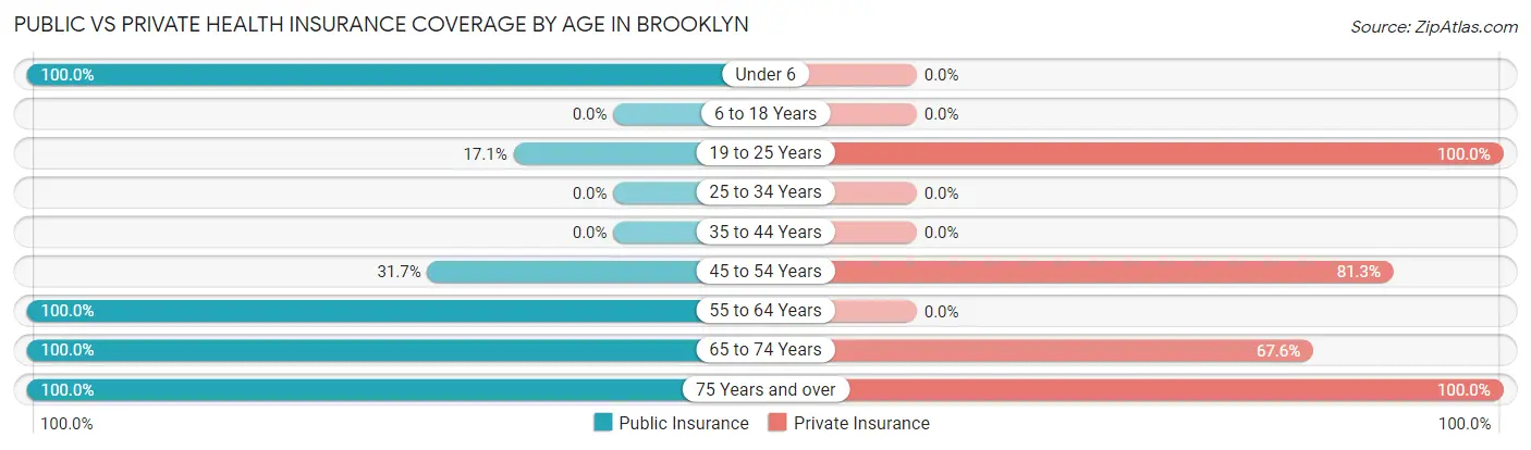 Public vs Private Health Insurance Coverage by Age in Brooklyn