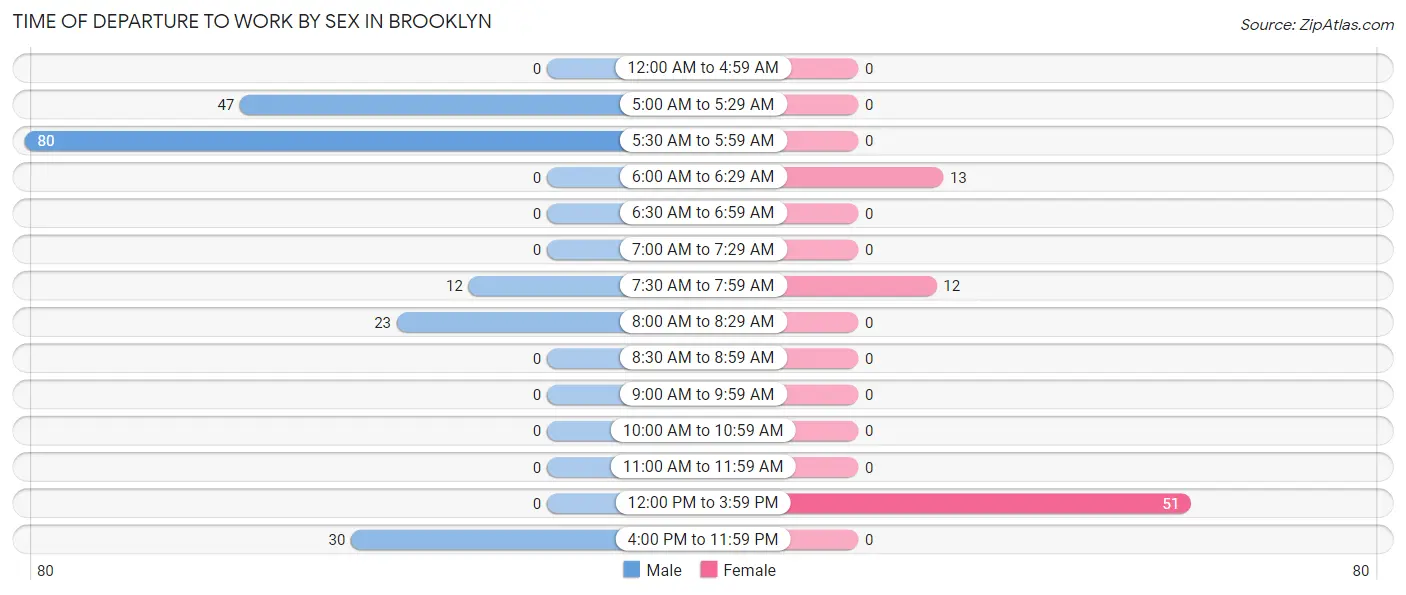 Time of Departure to Work by Sex in Brooklyn