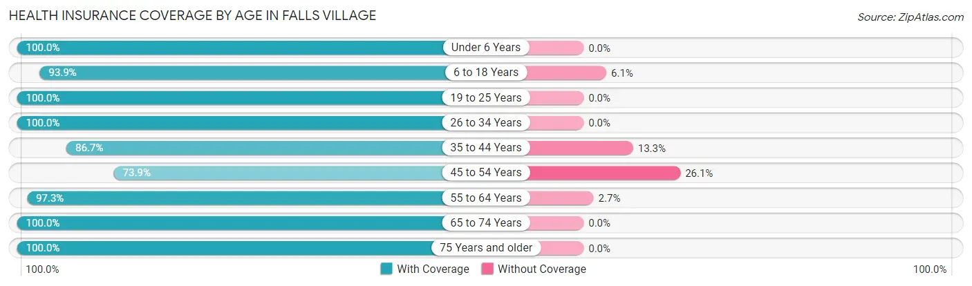 Health Insurance Coverage by Age in Falls Village